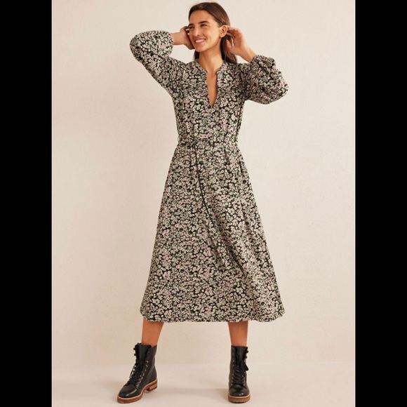 NWT Boden Notch Neck Jersey Midi Dress - Picture 1 of 10